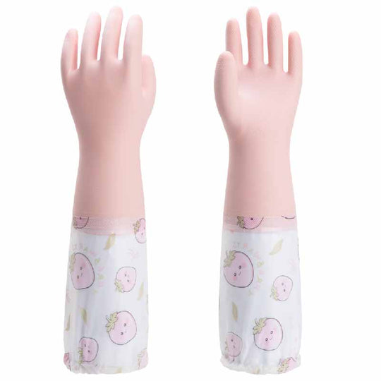 808-4 | PVC Cleaning Gloves with Blue Fleece Thermal Liner, Long Sleeves & Elastic Cuffs