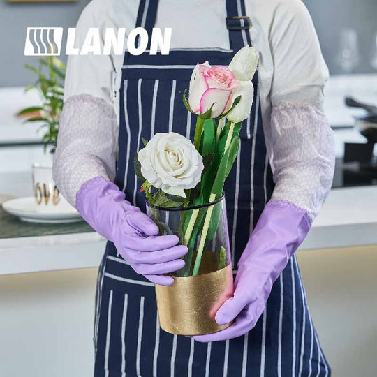 808-A 丨 Flocklined PVC Cleaning Gloves with Long Sleeves and Elastic Cuffs