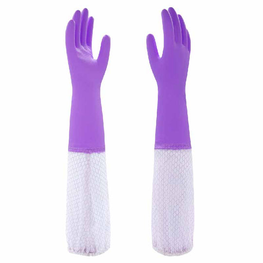 808-A 丨 Flocklined PVC Cleaning Gloves with Long Sleeves and Elastic Cuffs