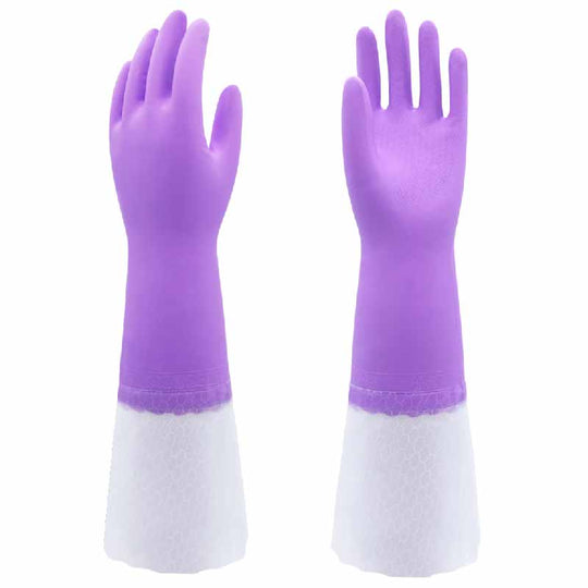 808-B 丨 Flocklined PVC Cleaning Gloves with Long Cuffs