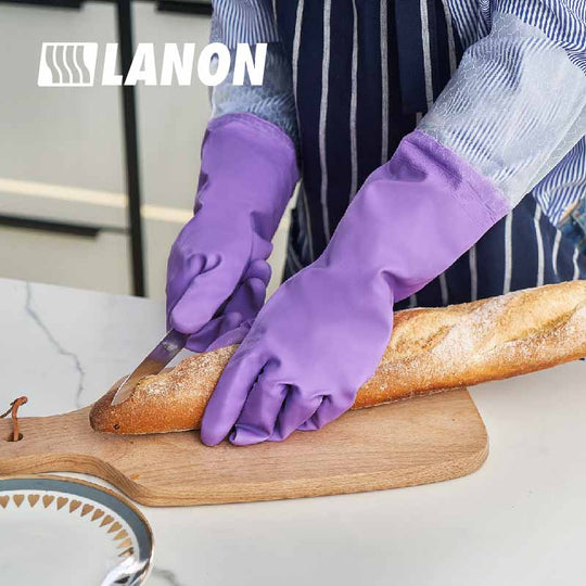 808-B 丨 Flocklined PVC Cleaning Gloves with Long Cuffs