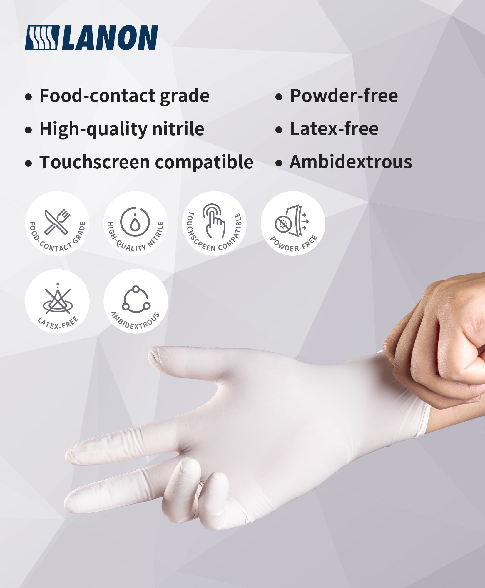 LD01 | Disposable Nitrile Gloves, Powder-Free, 3.5g