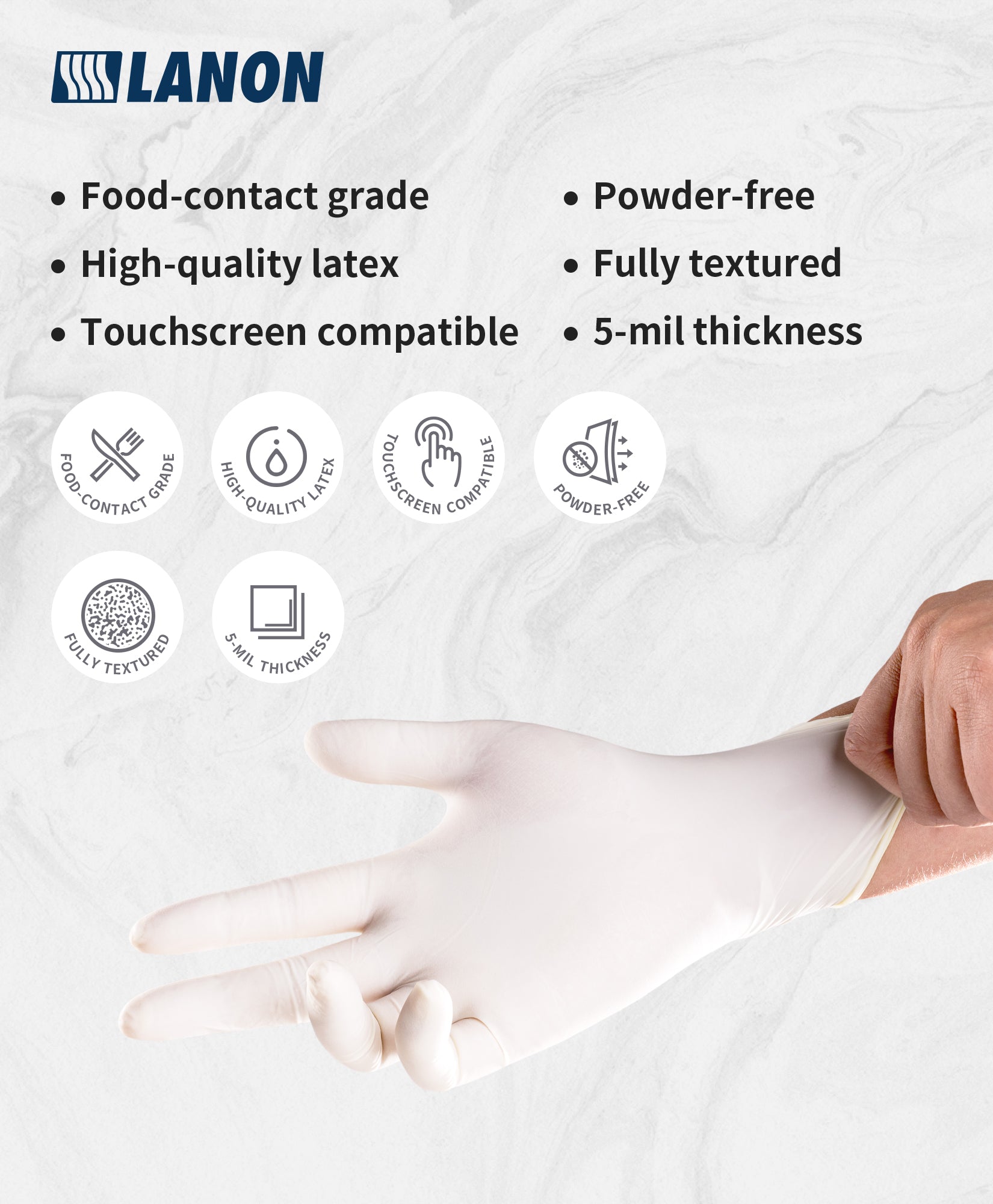 LD11 | Latex Disposable Gloves, 5 mil