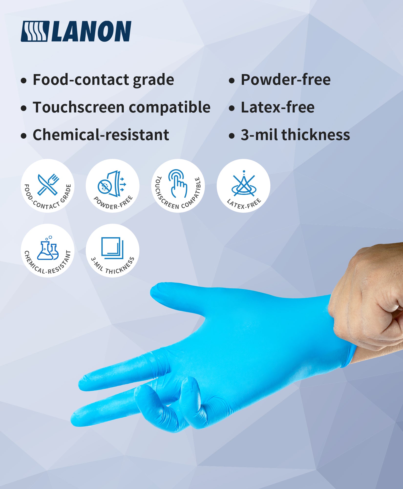 LD65 | Disposable Nitrile Gloves, Powder-Free, 3.5g