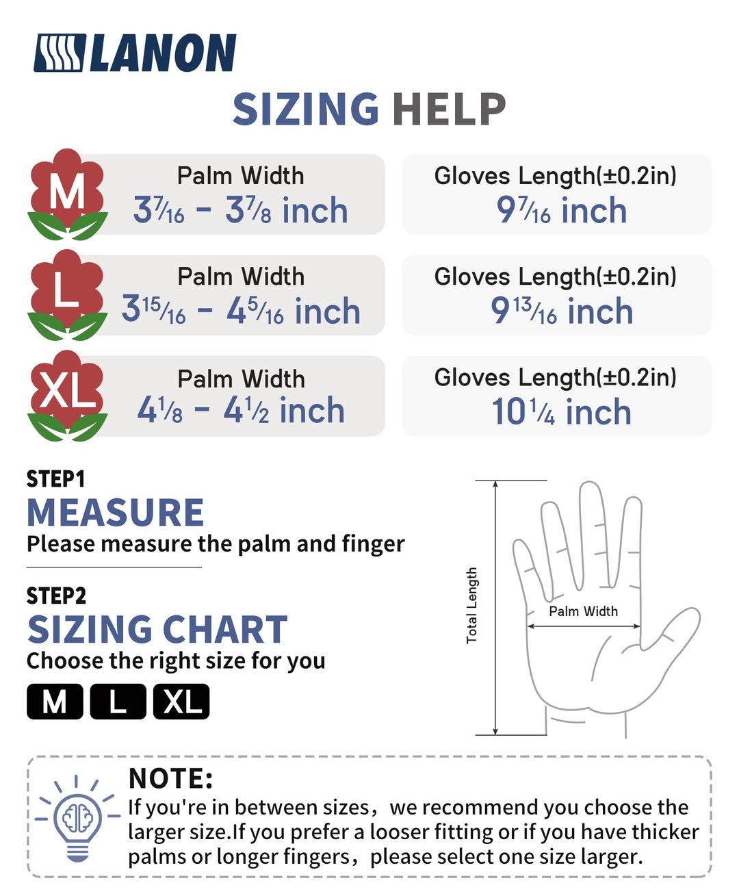 LANON Breathable Nitrile Coated Gardening Gloves, 2 Pairs