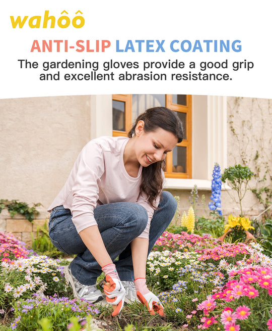 LANON wahoo Breathable Latex Coated Gardening Gloves, 2 Pairs