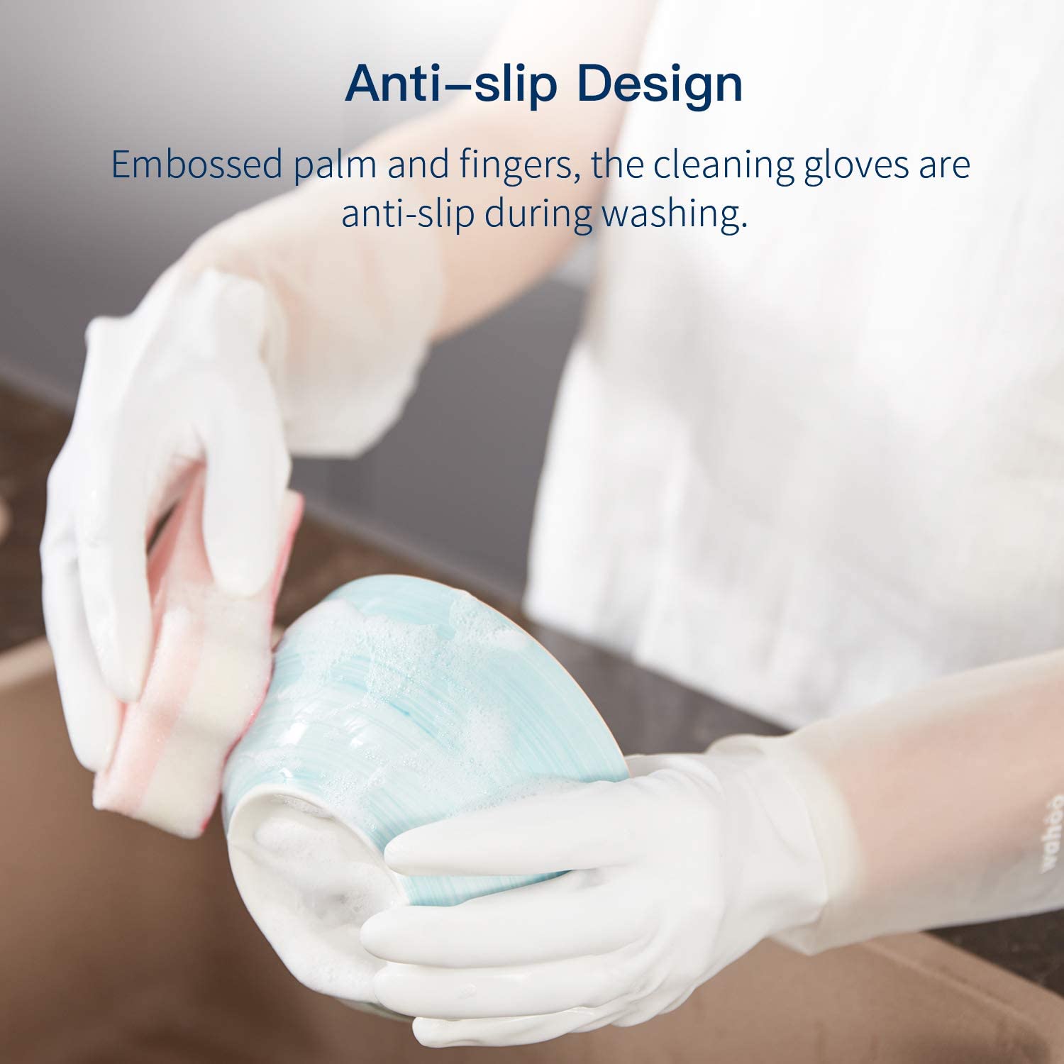 WG01丨 PVC Household Gloves, Semi-Transparent Cuff Designed, 3 Pairs