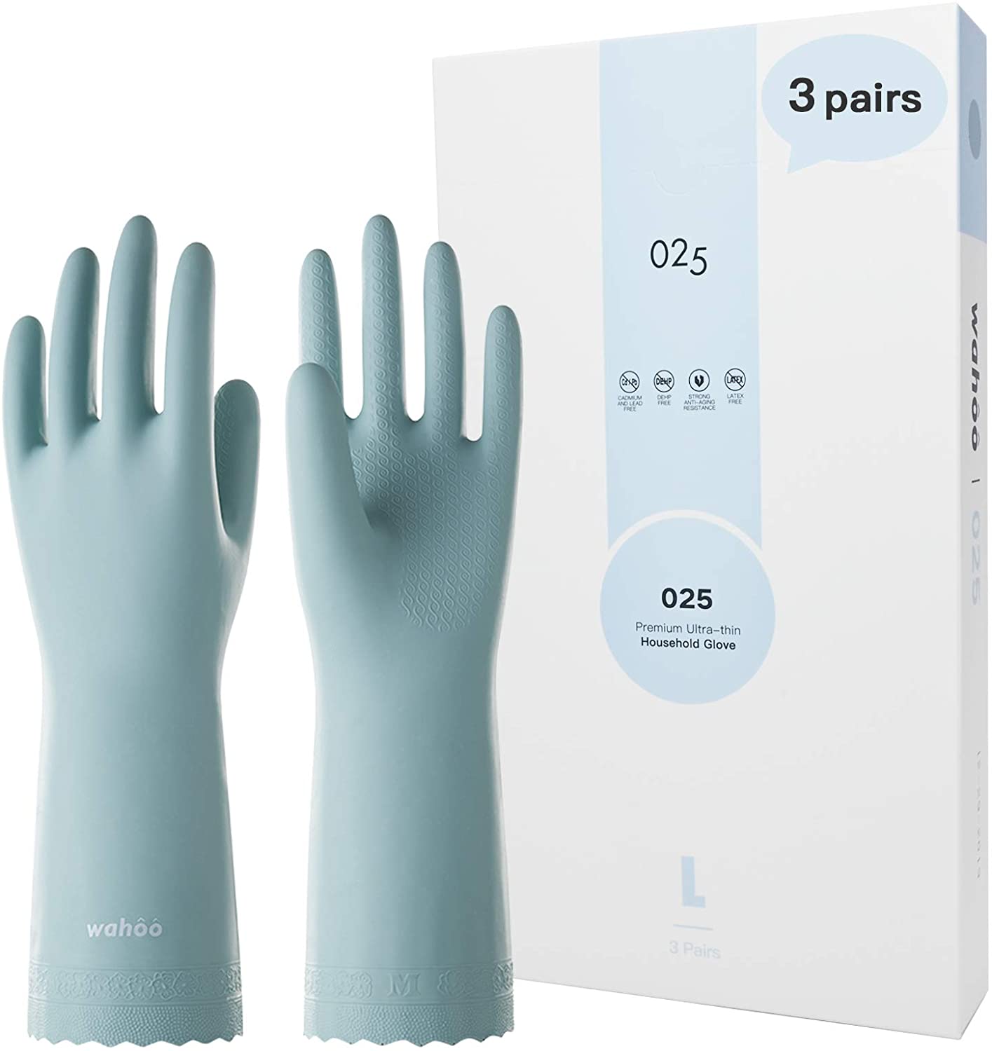 WG67丨 Flocom Flocklined PVC Household Gloves 3 Pairs