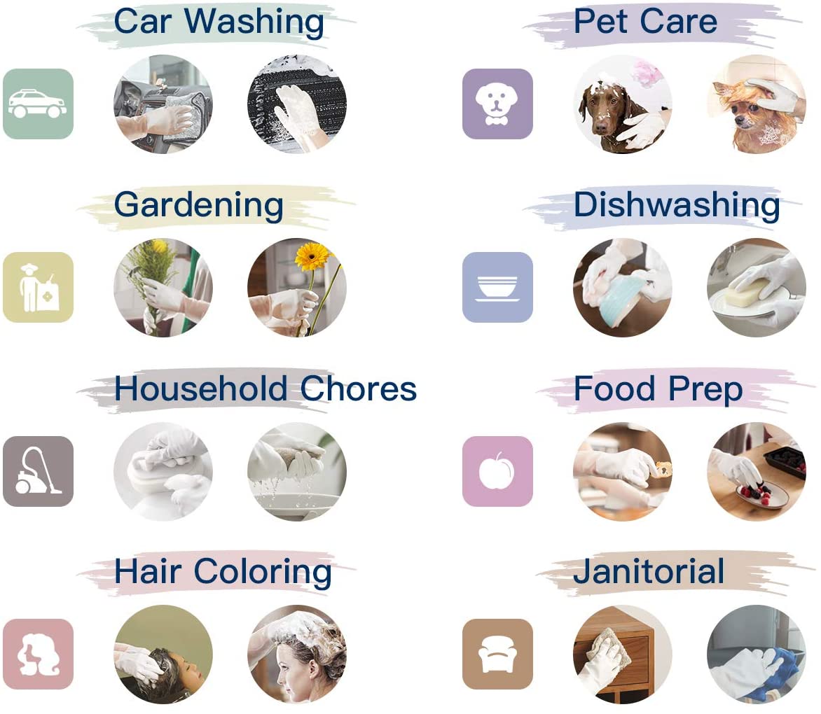WG01丨 PVC Household Gloves, Semi-Transparent Cuff Designed, 3 Pairs