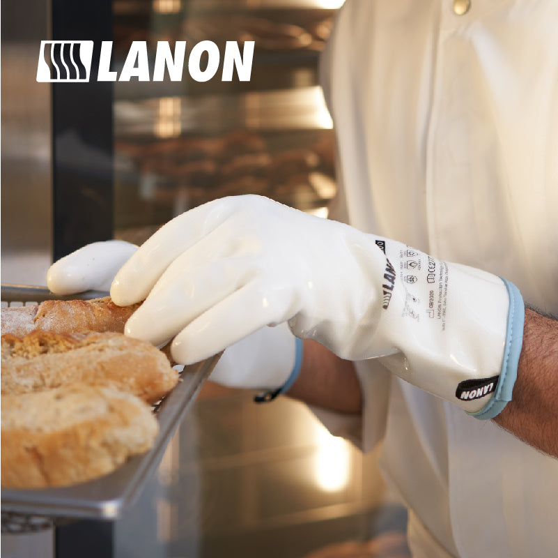  LANON Liquid Silicone Gloves, Heat Resistant Oven Gloves with  Fingers, Food Grade, Waterproof, White, Large : Home & Kitchen
