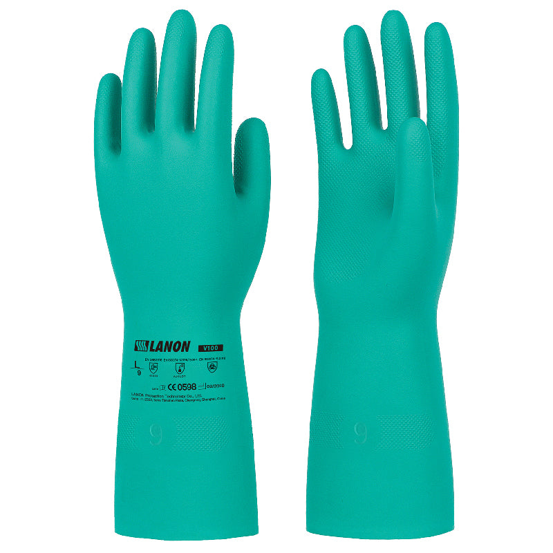 V100 丨 Nitrile Rubber Chemical Protective Gloves